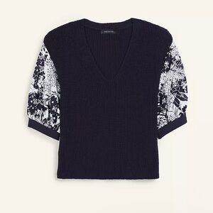 Ann Taylor navy sweater vest with eyelet sleeves - size medium